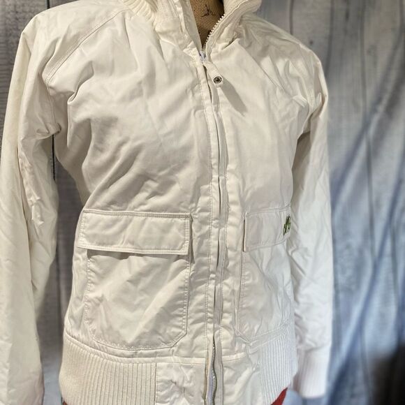 Billabong Collab with Live Fast Dark Feminine Collection White Bomber Jacket - Picture 2 of 16